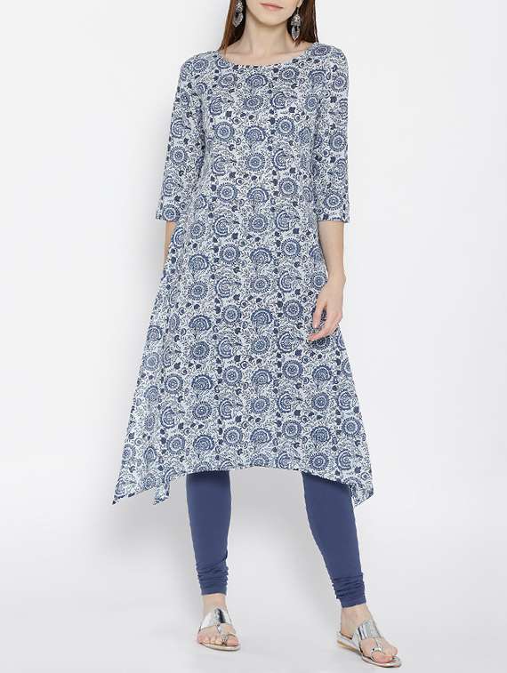 blue cotton straight kurta