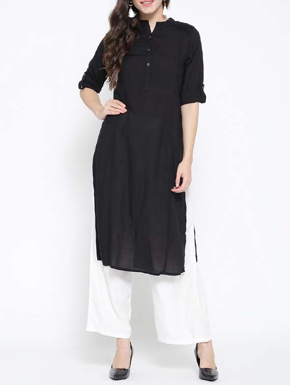 black rayon straight kurta