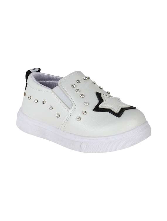 white leatherette slip on sneaker