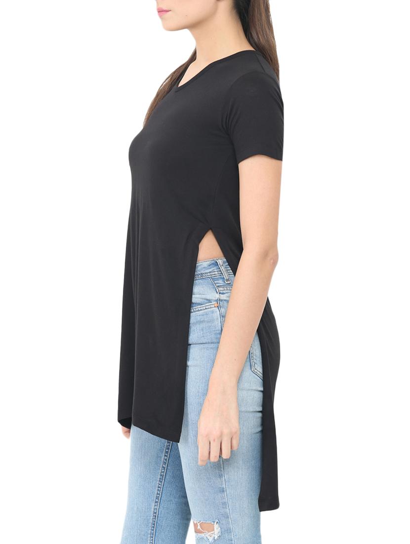 solid black asymmetric tunic - 14564705 - Standard Image - 2