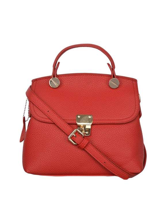red leatherette handbag