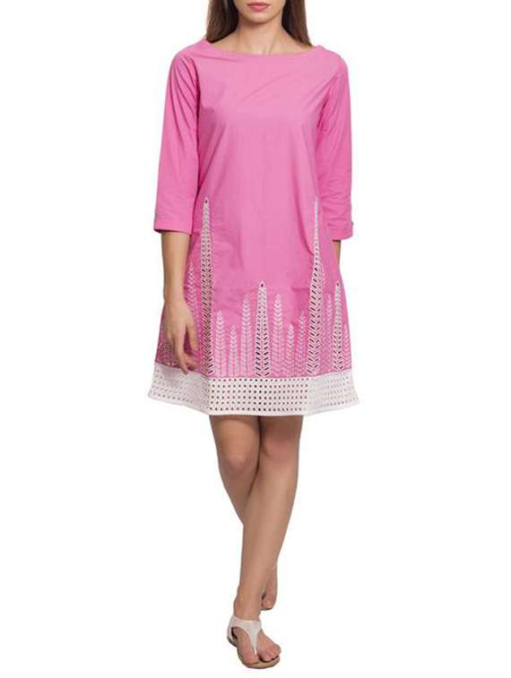 pink cotton shift dress