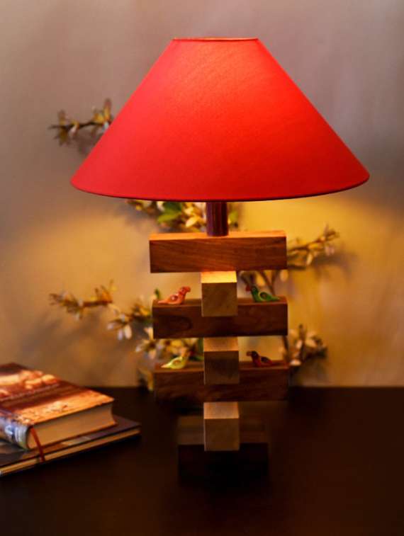 sheesham wood bird brown table lamp - 14571754 - Zoom Image - 0
