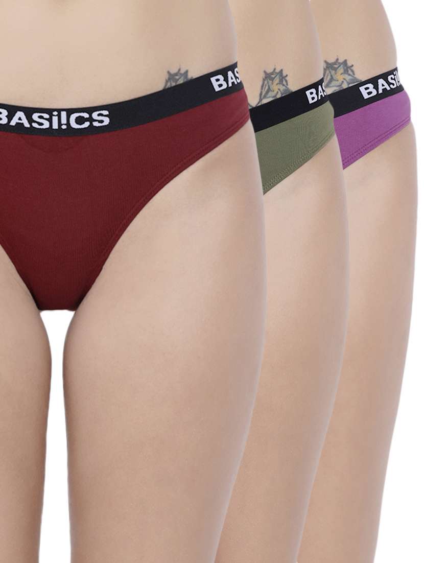 set of 3 multi colored bikini panties
