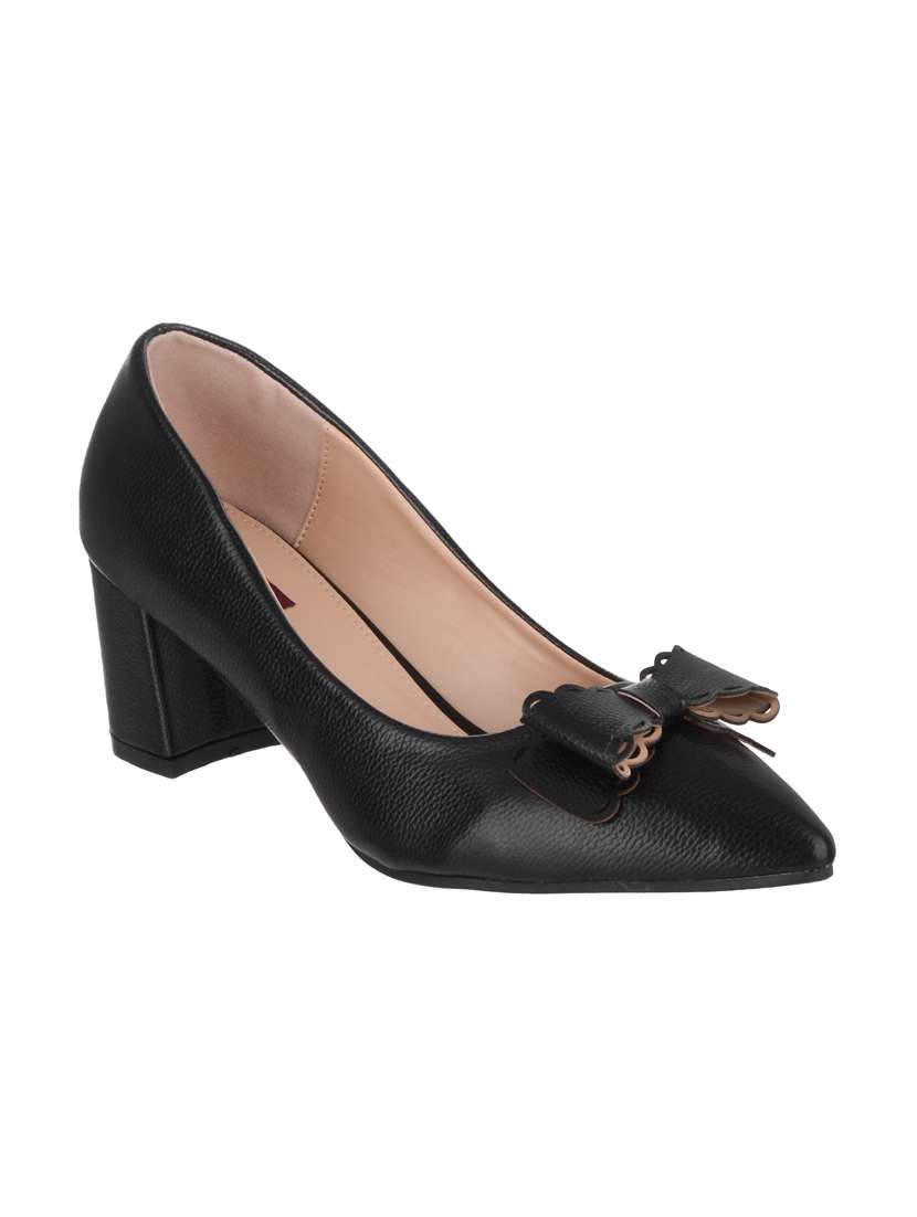 black fabric slip on pumps