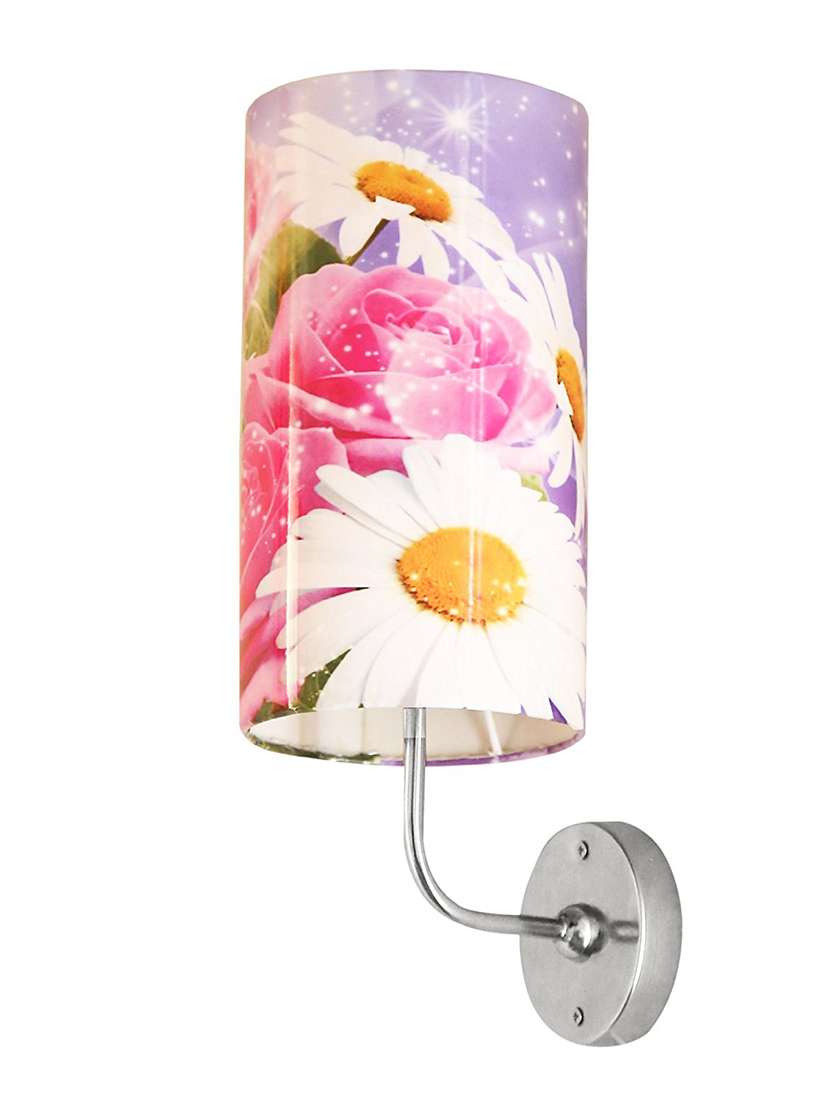 multicolored round floral print wall lamp