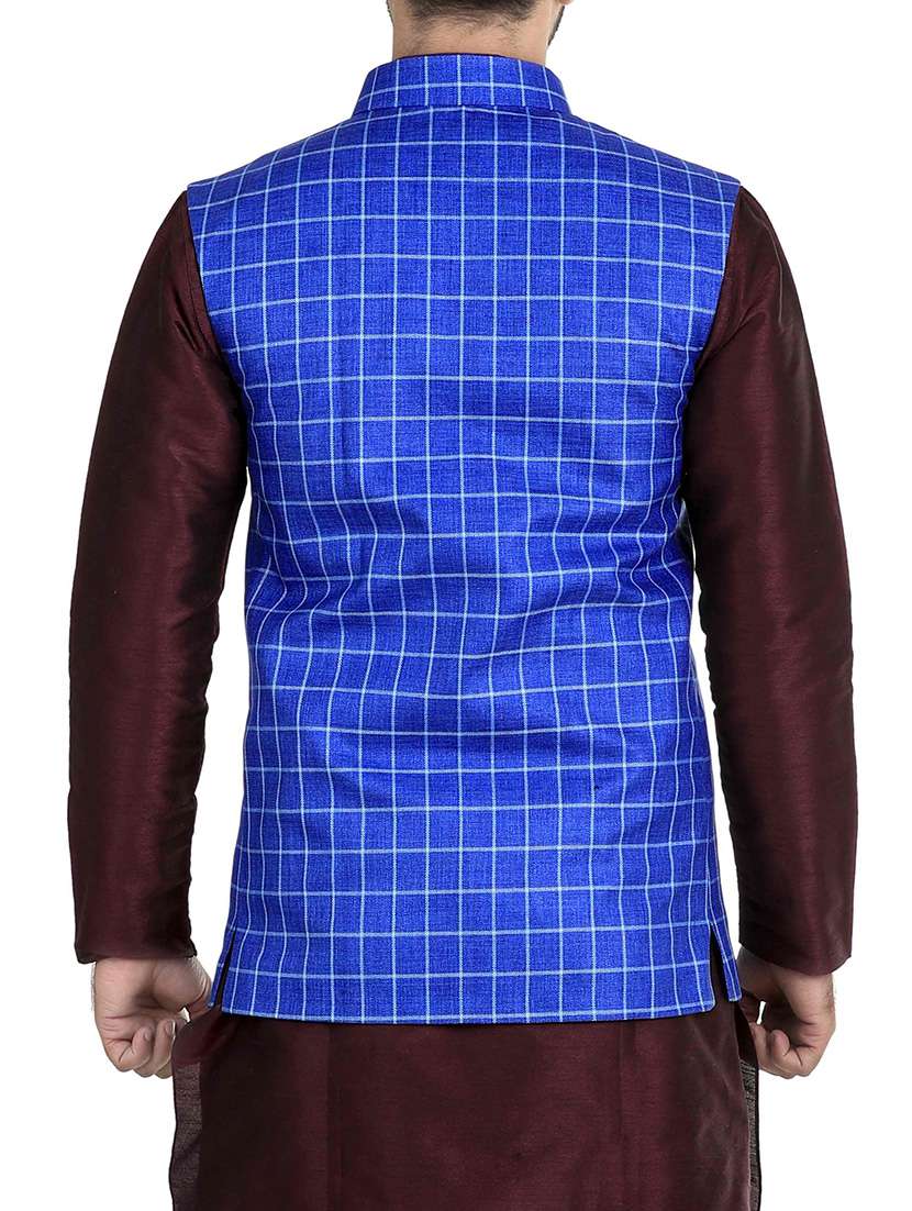 blue cotton nehru jacket - 14574569 -  Standard Image - 2
