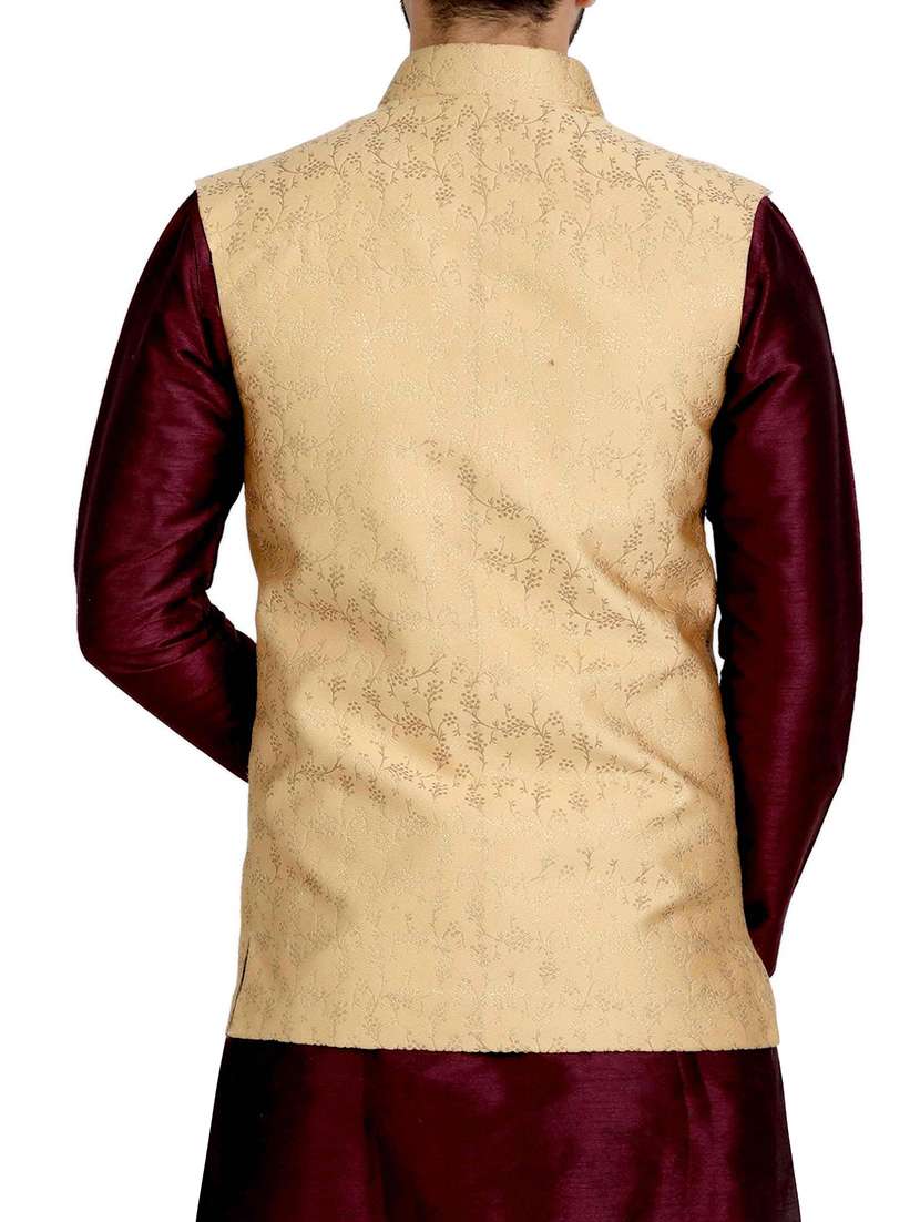 beige silk nehru jacket - 14574570 -  Standard Image - 2
