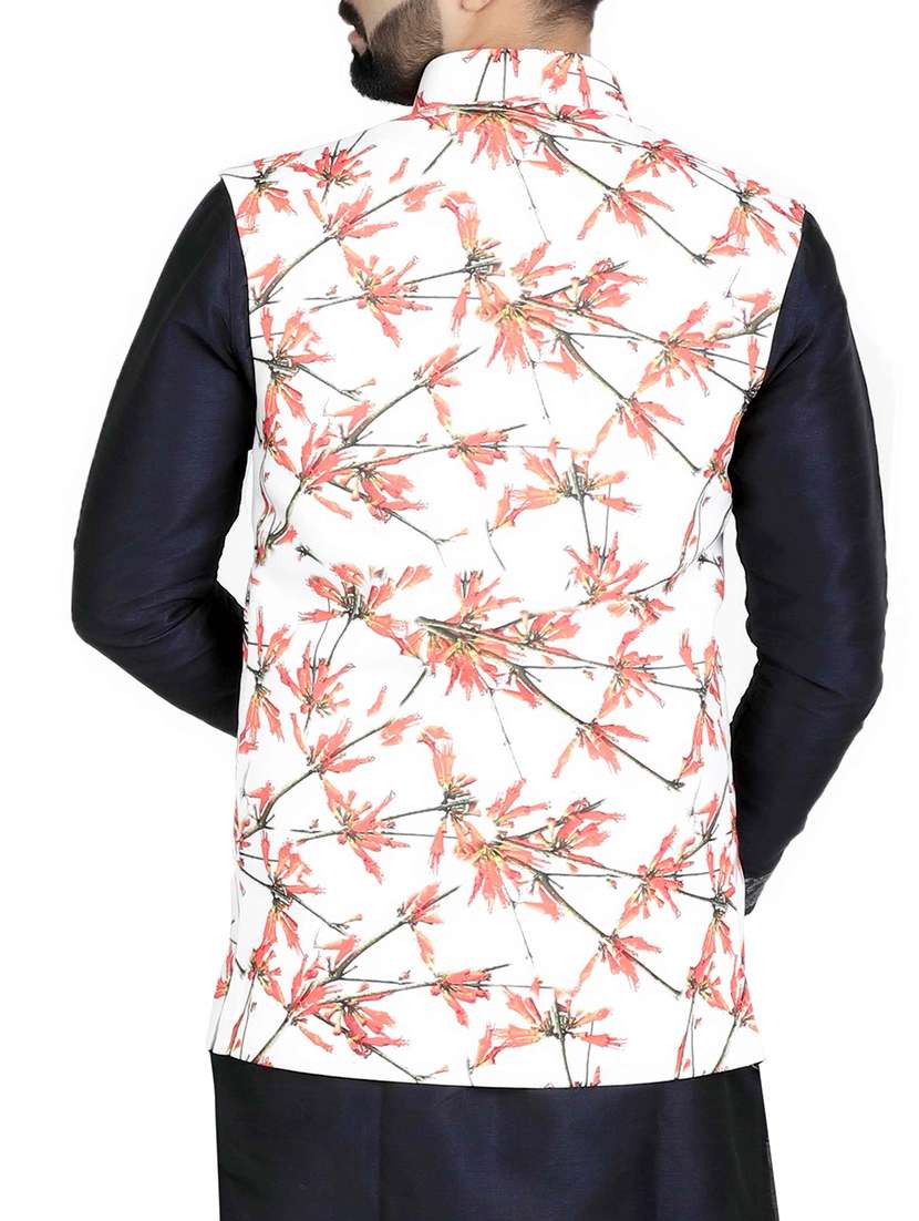 white cotton nehru jacket - 14574578 -  Standard Image - 2