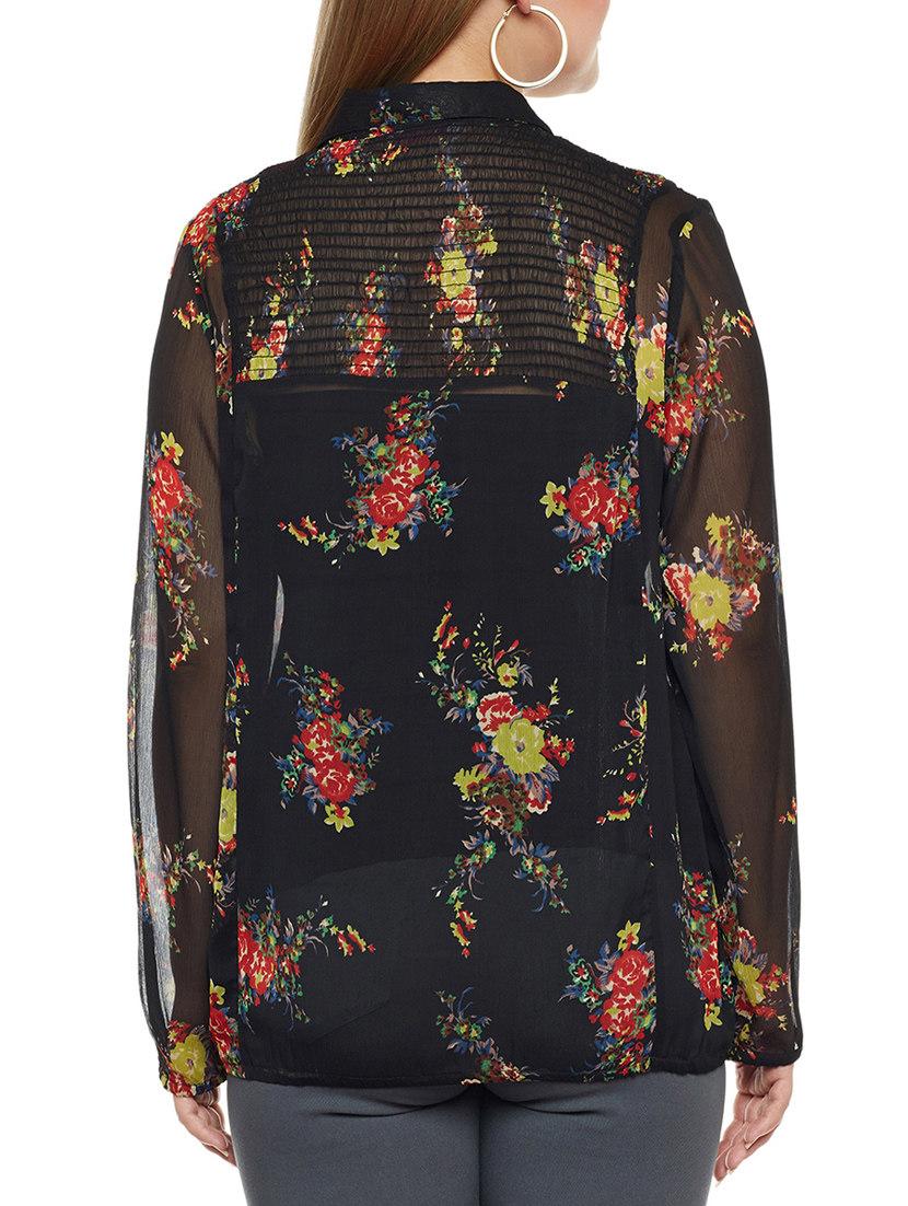 black printed plus top - 14578447 - Standard Image - 2