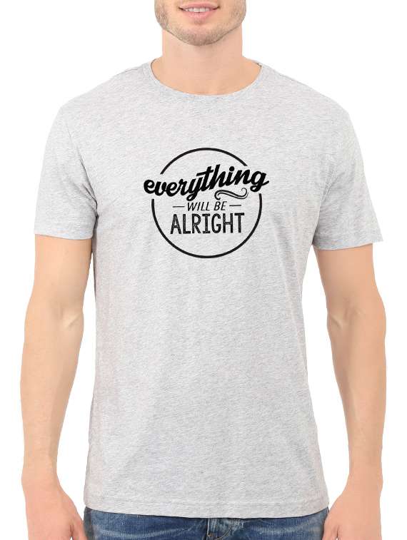 grey cotton chest print tshirt