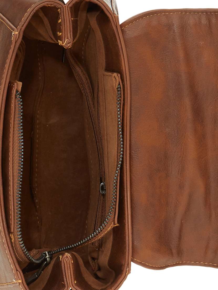 brown leatherette  regular sling bag - 14584219 -  Standard Image - 2