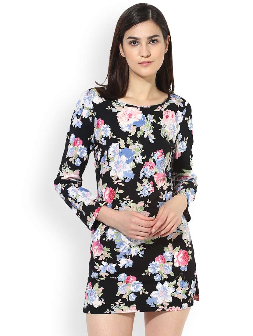 black floral printed shift dress