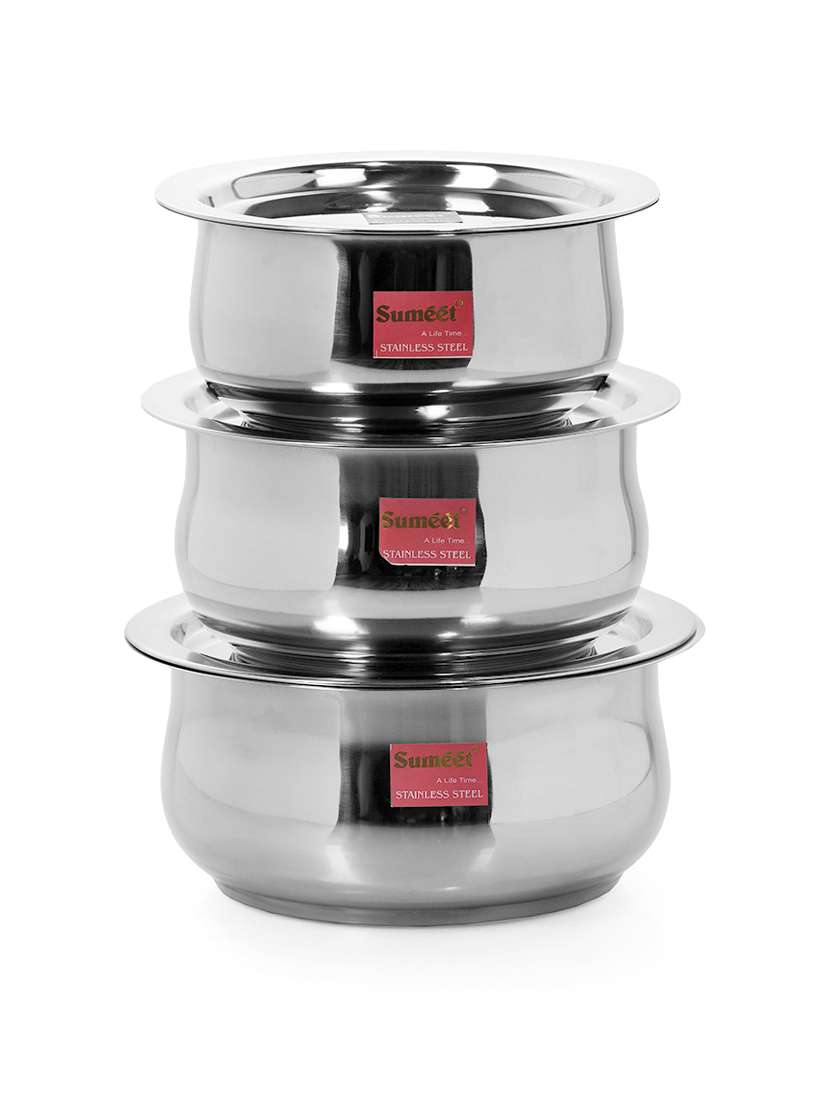 3 pcs stainless steel top / cookware set with lids