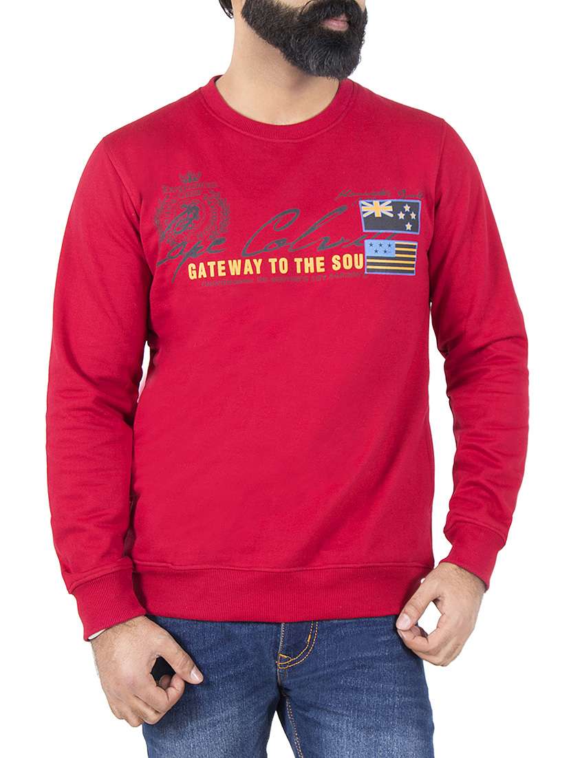 red wool chest print sweatshirt