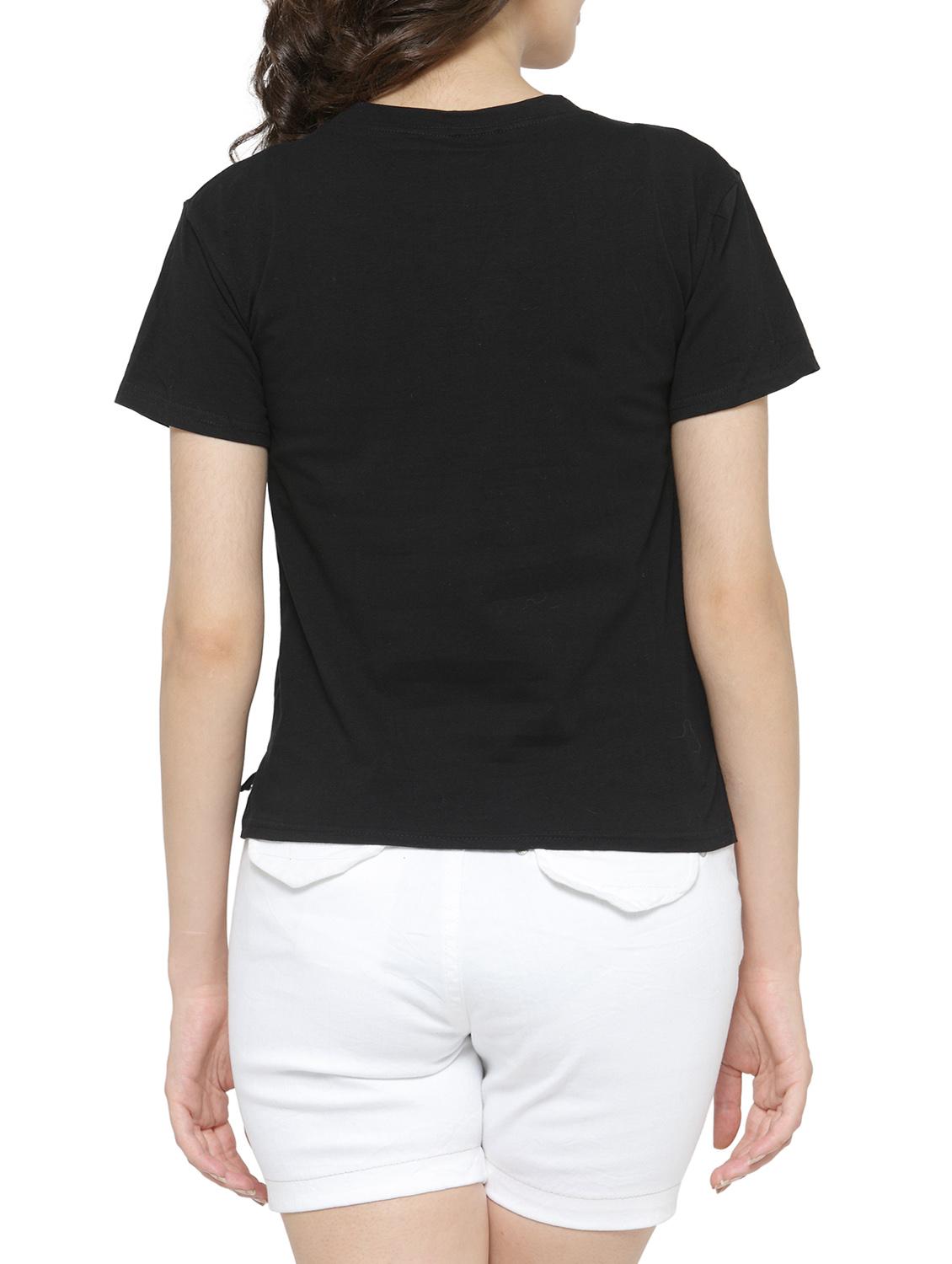 women's chest print round neck t-shirt - 14590131 - Standard Image - 2