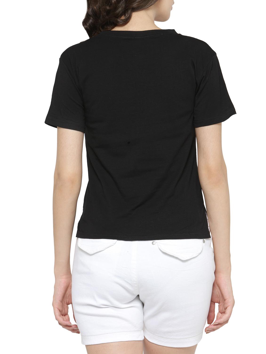 women's chest print round neck t-shirt - 14590135 - Standard Image - 2