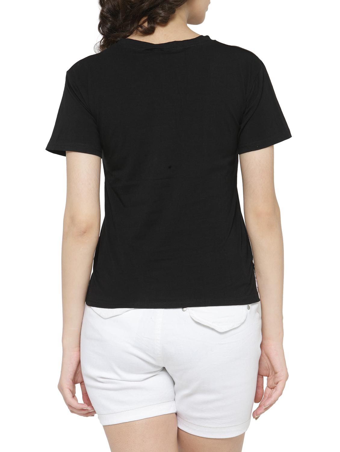 women's front print crew neck t-shirt - 14590138 - Standard Image - 2