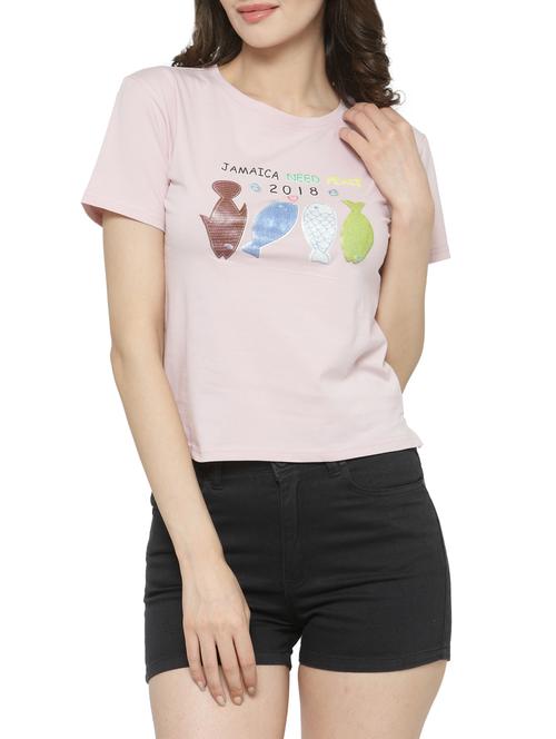 women's front print round neck t-shirt - 14590141 - Standard Image - 0