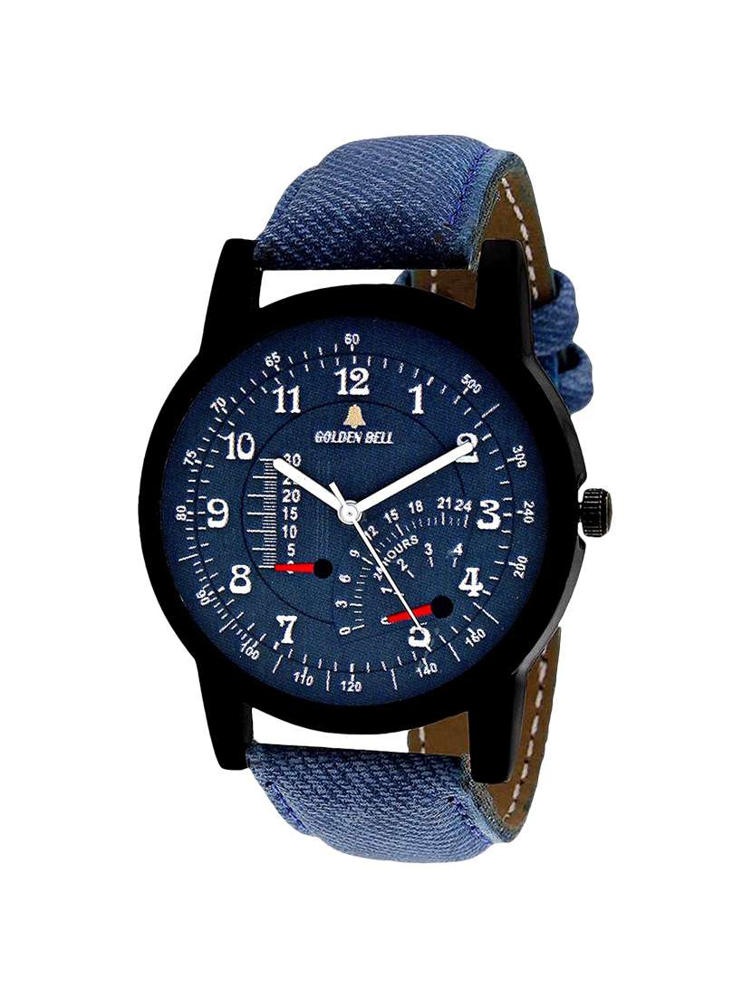Golden Bell Original Blue Dial Blue Denim Strap Analog Wrist Watch for Men - GB-970