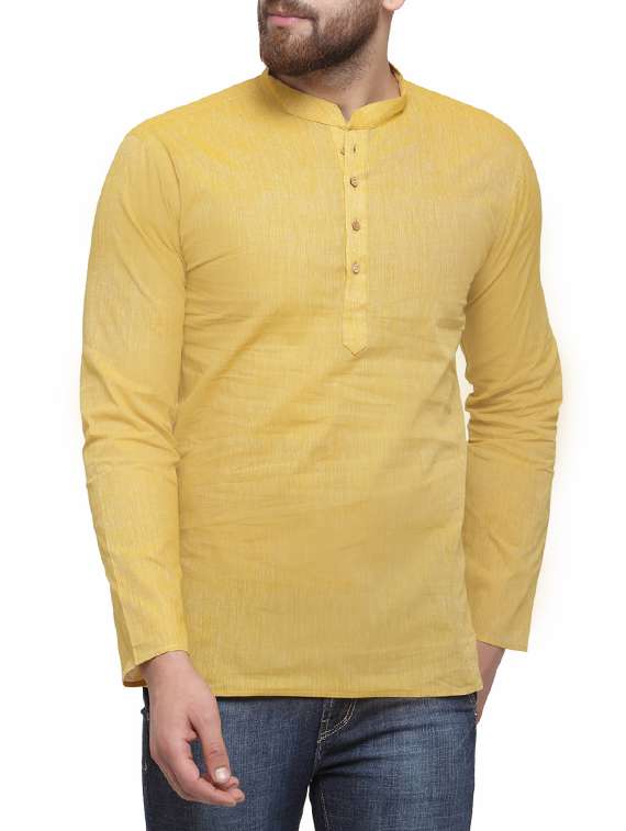 yellow cotton short kurta