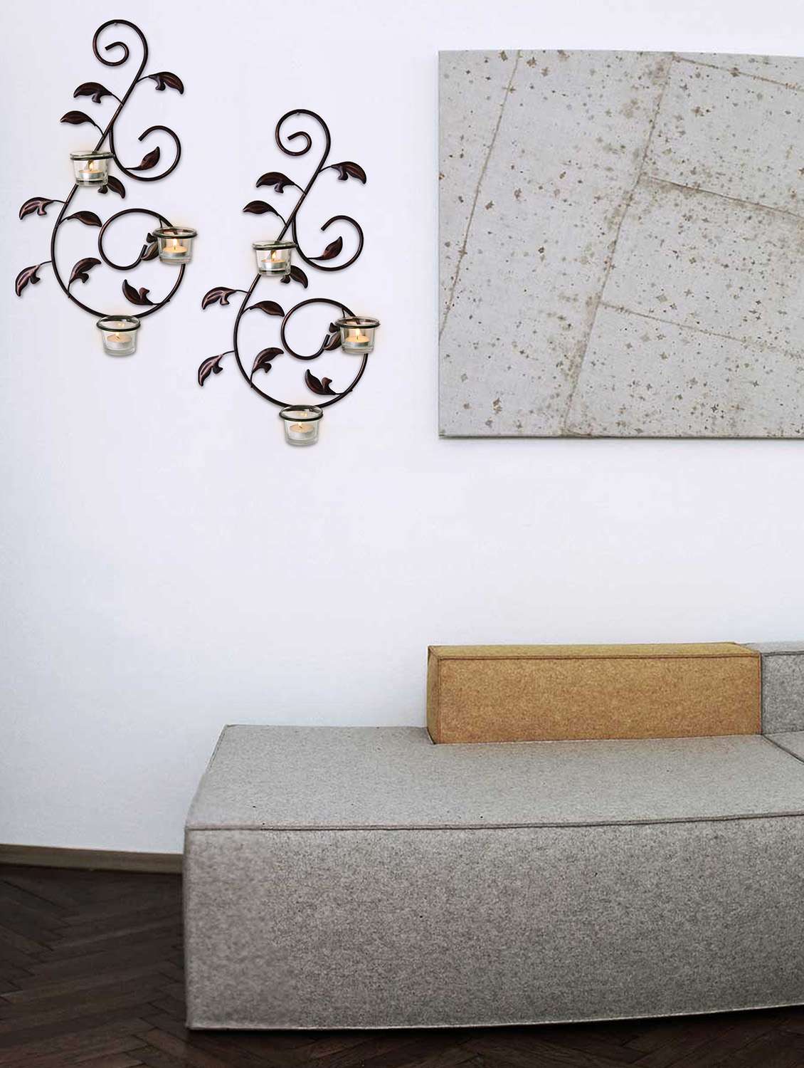 set of 2 decorative wall sconce with free tealights