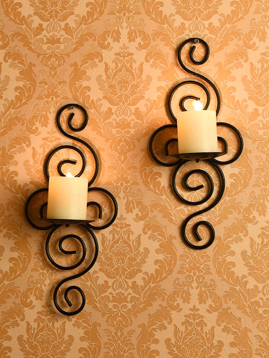 set of 2 decorative wall sconce with free candles