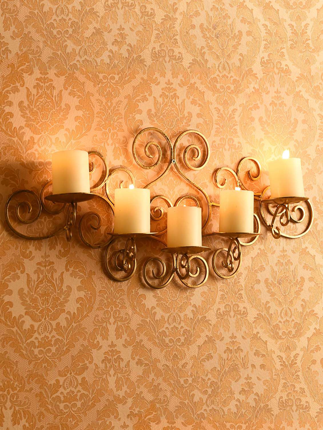 metallic gold wall sconce with free candles