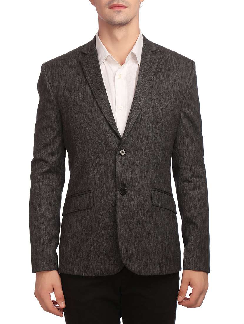 black cotton blend formal blazer