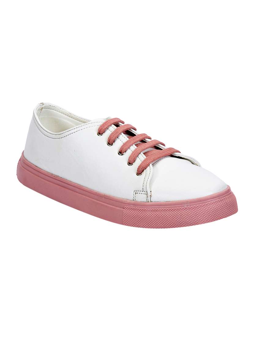 white faux leather laceup sneakers