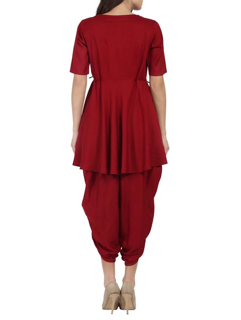 Buy Solid Tassels Kurta With Dhoti Salwar Set for Women from Azra for