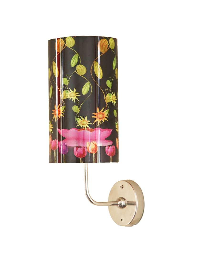 handmade plastic with colored sheet crafted floral sceneted wall sconce lamp