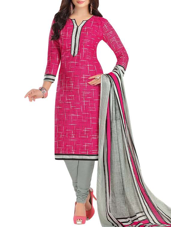 pink cotton unstitched suit