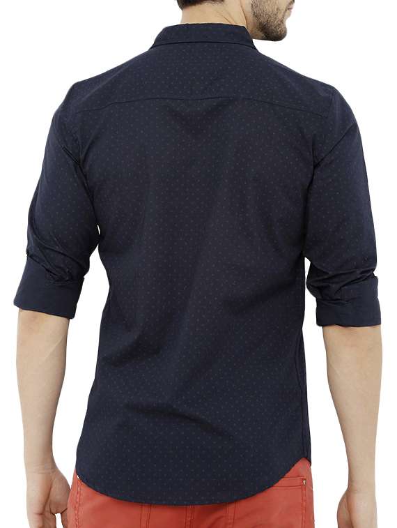 navy blue cotton casual shirt - 14597499 - Standard Image - 2