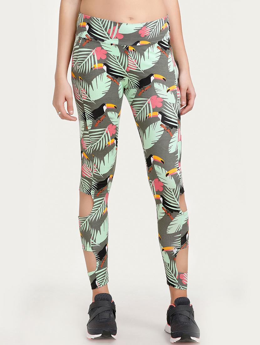 green printed cotton legging - 14598253 - Standard Image - 2