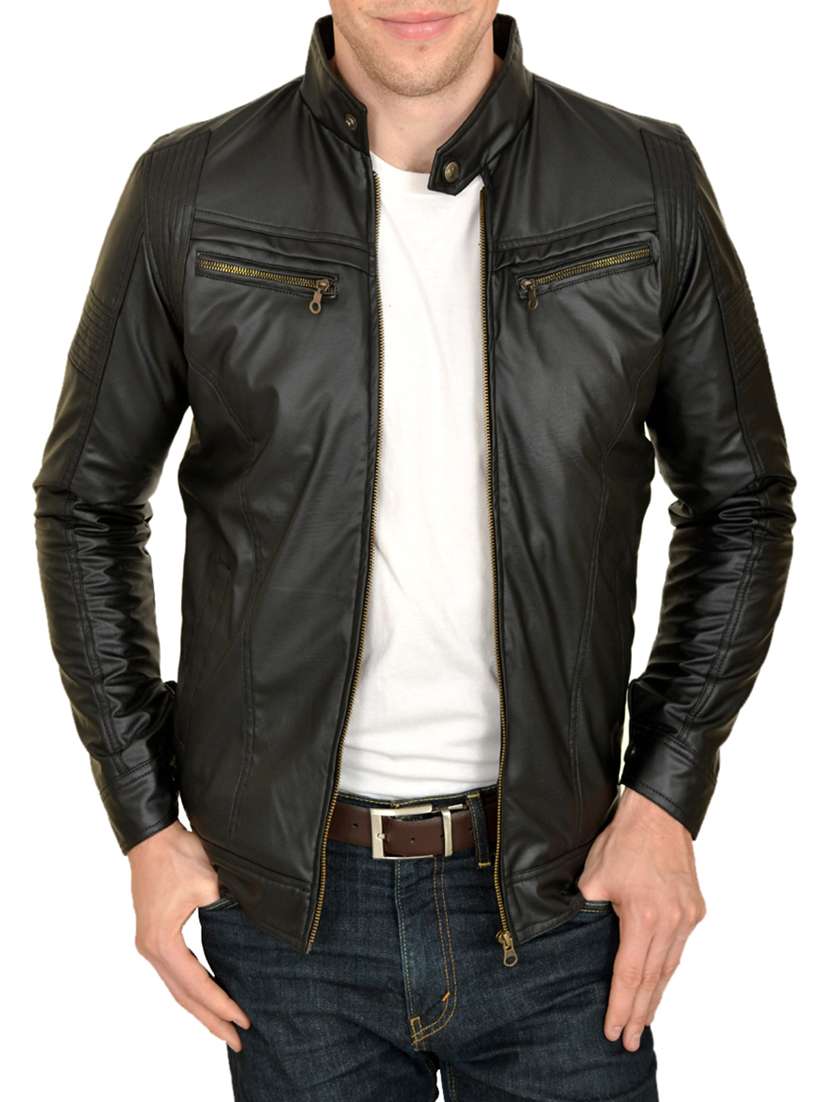 black leather biker jacket
