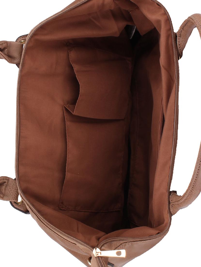 tan leatherette regular handbag - 14604900 - Standard Image - 2