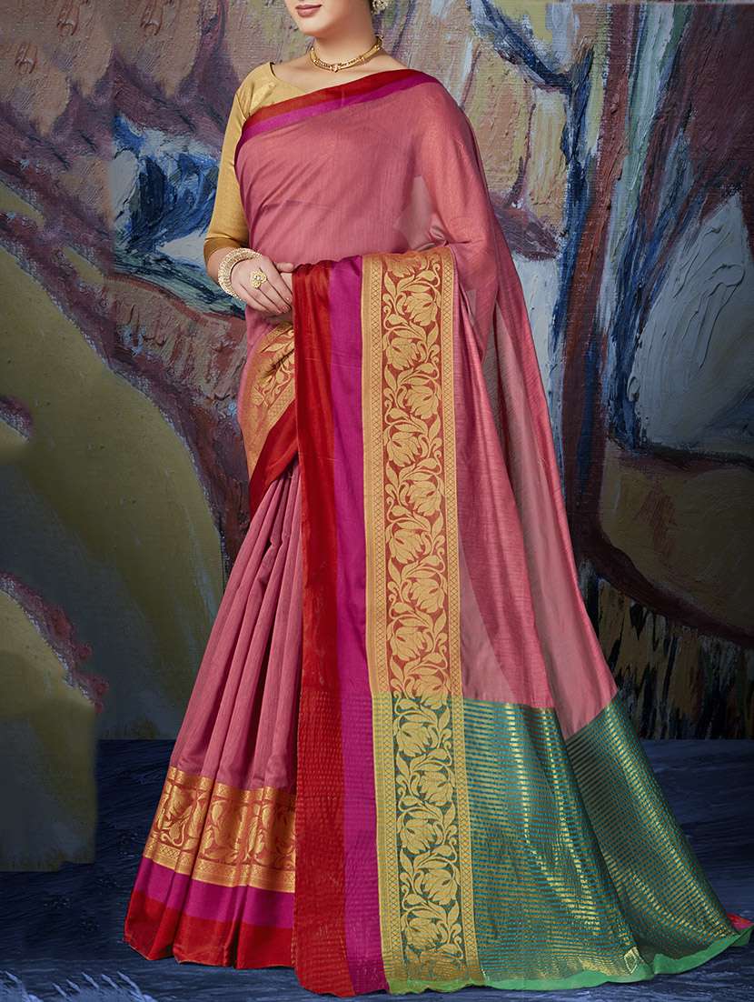 women's self design mauve colored saree with blouse
