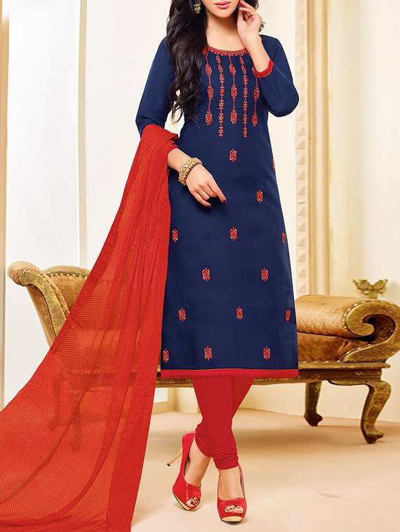 embroidered unstitched churidaar suit