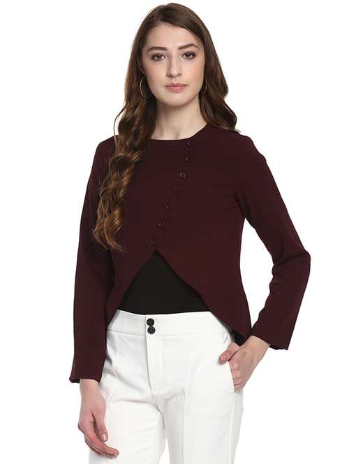 maroon polyester shrug - 14608880 -  Standard Image - 0