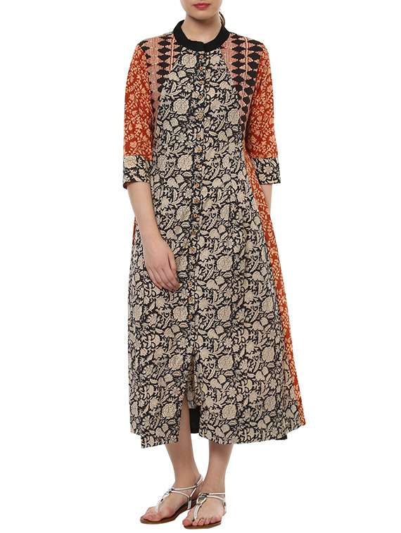 black cotton flared kurta