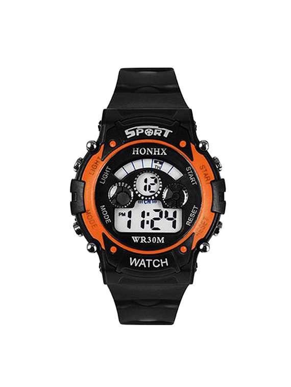 kid's orange digital 7light color watch