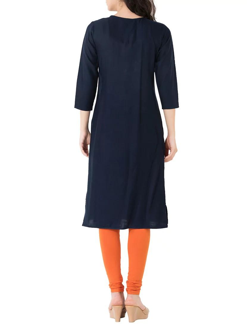 solid straight kurta - 14615213 - Standard Image - 2