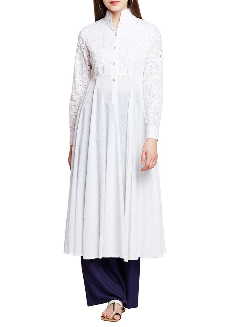 white cotton anarkali kurta