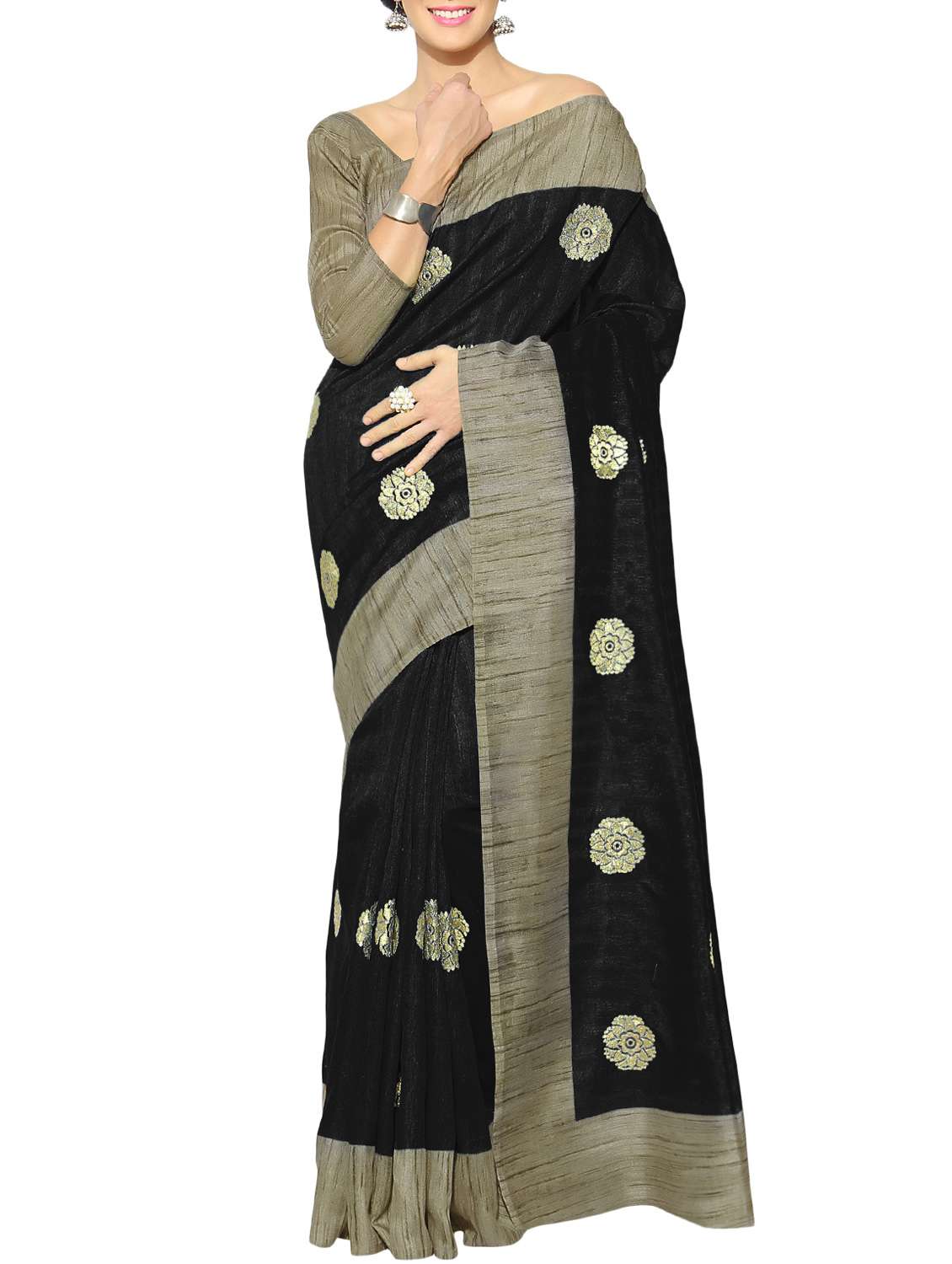 black embroidered saree with blouse