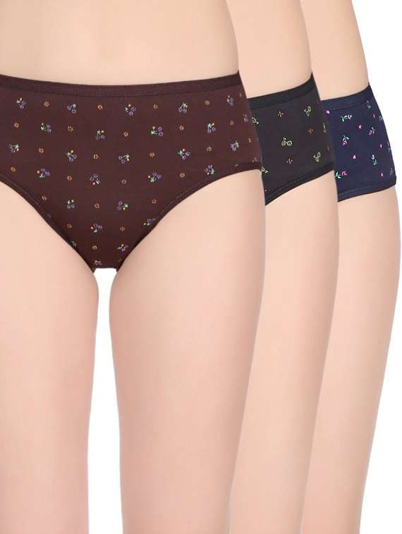 set of 3 multi colored cotton panty