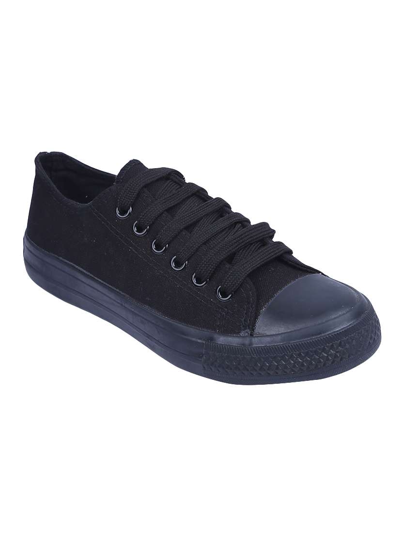black fabric laceup sneakers
