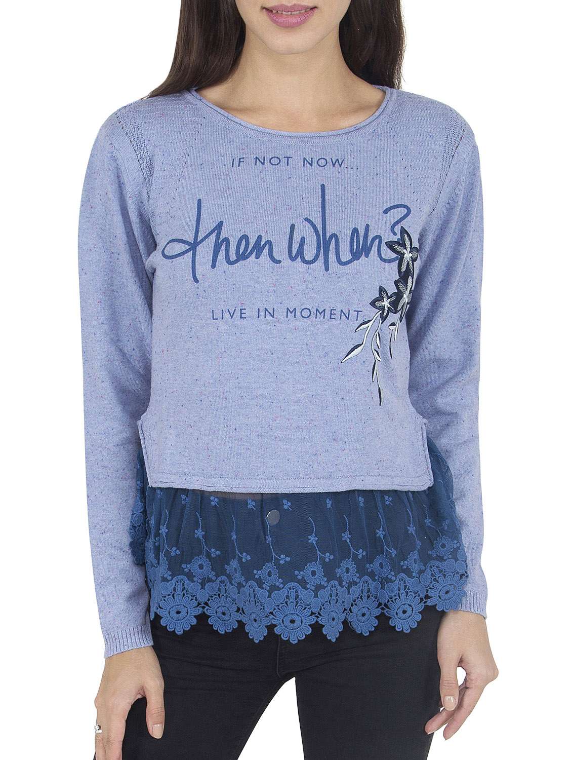blue printed pullover