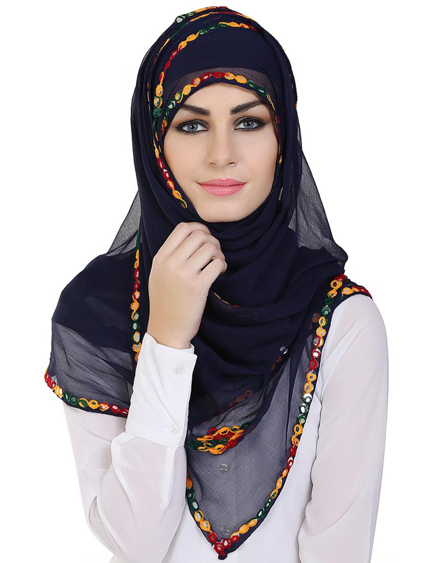 momin libas navy blue chiffon stole - 14626544 - Zoom Image - 0