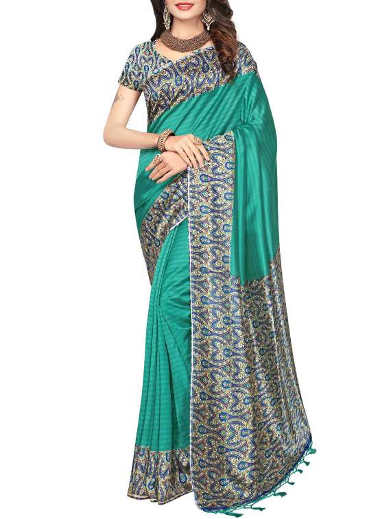 turquoise mysore silk saree with blouse